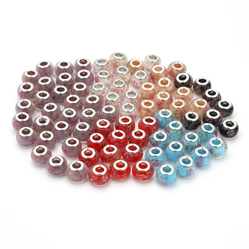 10 шт./лот бусины с внутренним отверстием диаметром 4 мм цветные стеклянные