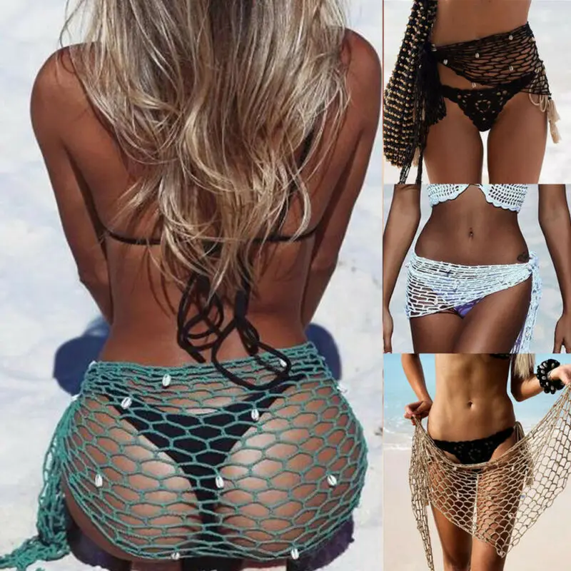 Новинка сексуальные женские сетчатые бикини с блестками накидка на пляжный шарф