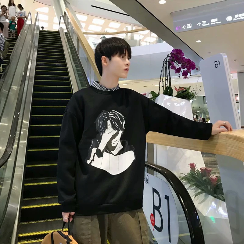 

Spring Autumn Fashion Men's Hoodies Korean Style Printing Cartoons Sweatshirt Male Casual Men Clothing Streetwear O-Neck Hoodie