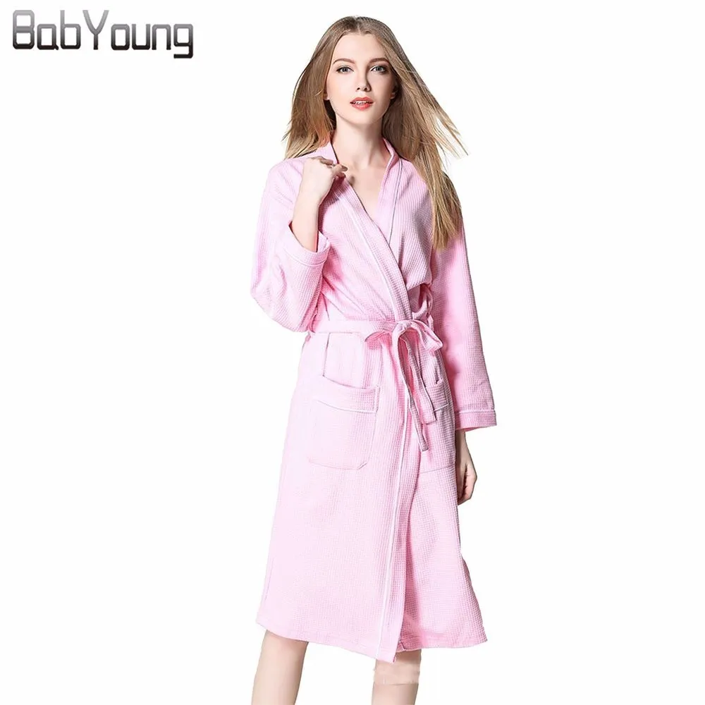 Новинка Зимние халаты BabYoung банные для женщин халат с вафельным плетением отеля