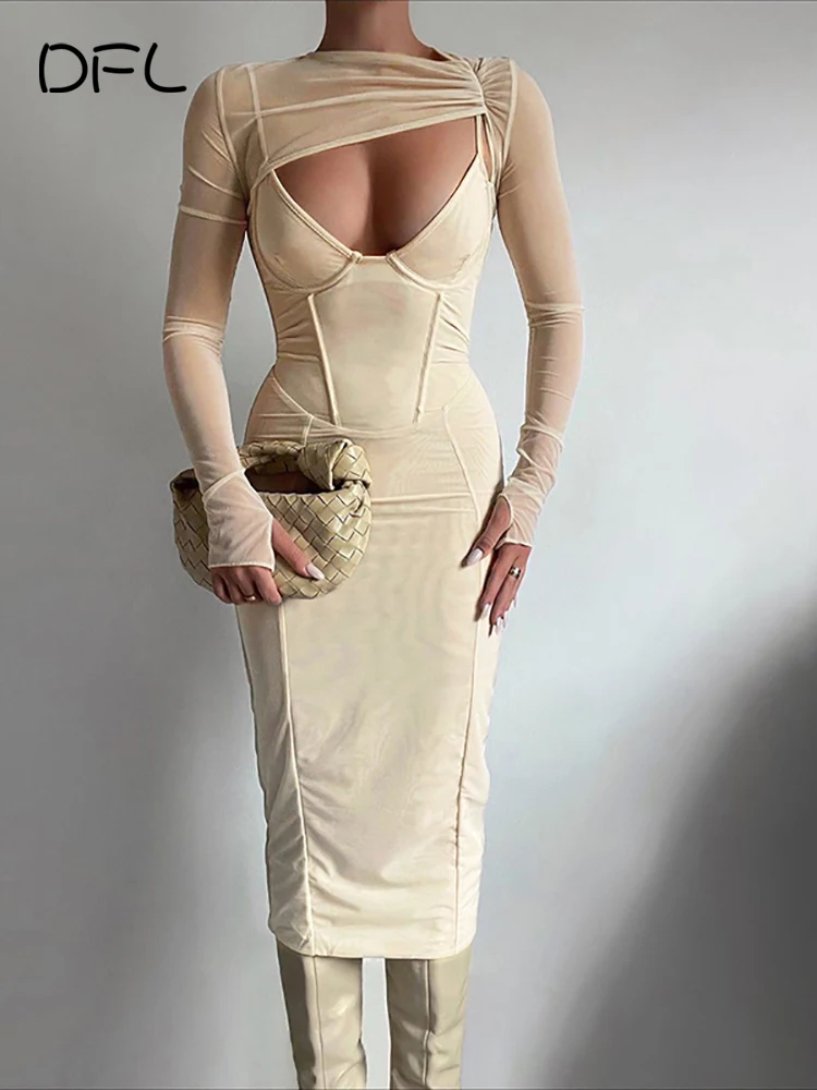 

Сетчатая блузка DFLlifes, женское платье, однотонная тонкая женская одежда, сексуальные элегантные платья для женщин, весенне-летнее Повседнев...