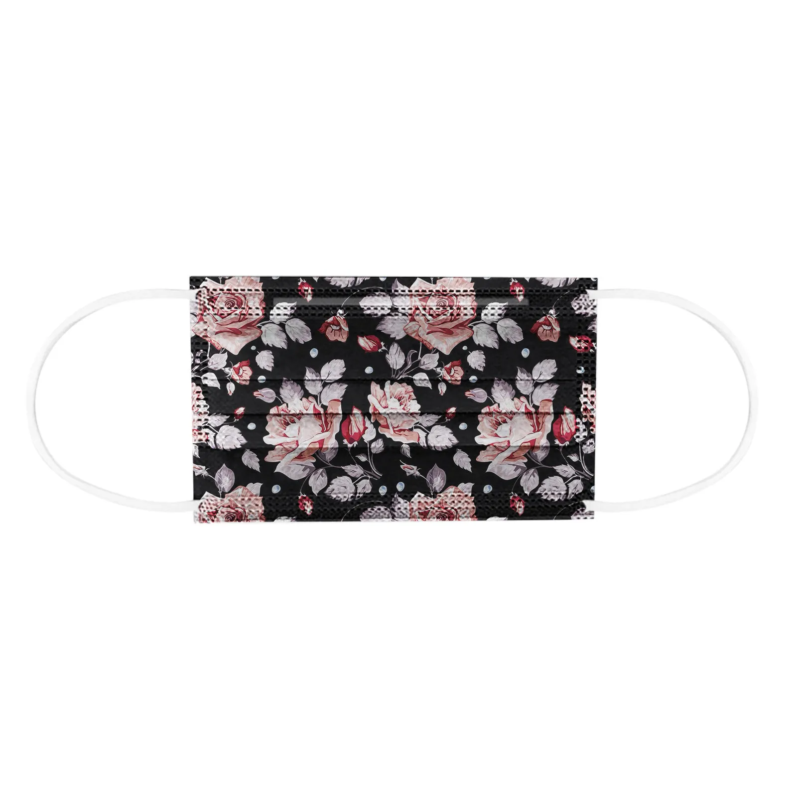 

20PCS Face Masks Adult Women Man Colorful Flowers Printed Disposable Mouth Mask Cover 3ply Ear Loop Face Sheild Mascarilla