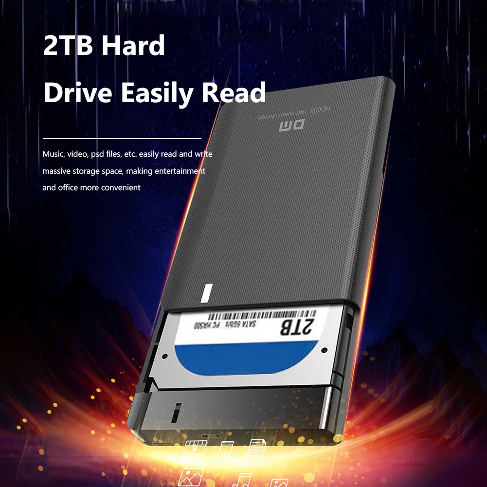 DM HD006 2.5 inch SATA External HDD Enclosure Hard Drive Case Micro B Port SSD Box for Windows7/ 8/10/Mac Os/Linux 120x80x13.5mm |