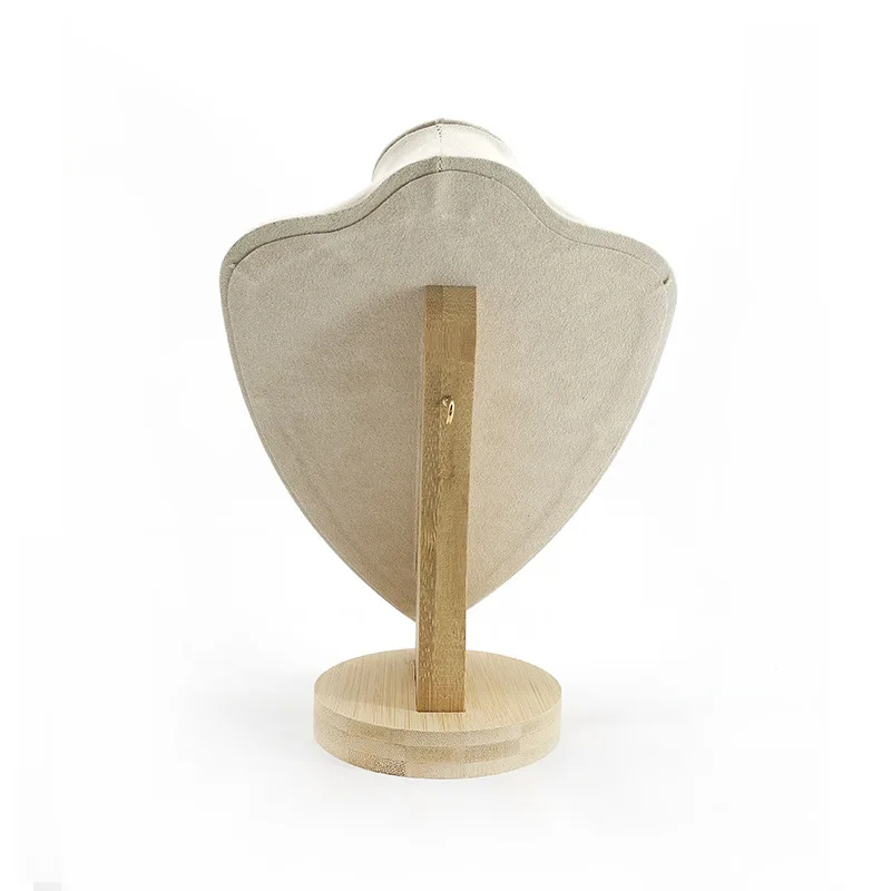 Jewelry Display Stand Wood Props Velvet Bust Necklace Mannequin Pendant Forms Portrait Holder Rack Shelf