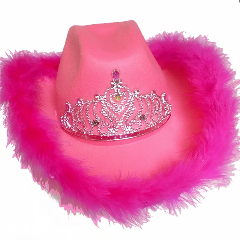 Новая тиара в западном стиле розовая шапка Cowgirl для женщин стандартная