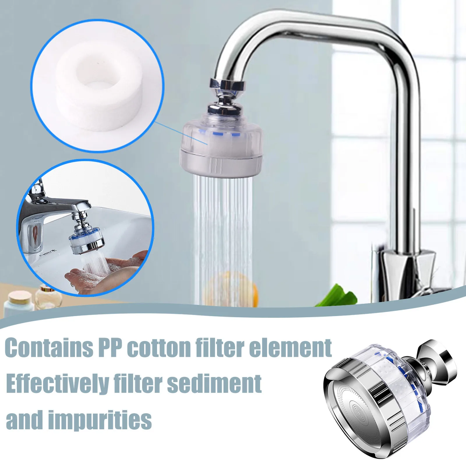 

Moveable Kitchen Tap Head 360° Rotatable Faucet Water Saving Filter Sprayer Tool Kitchen Faucet Sink Mixer Tap Stream Sprayer