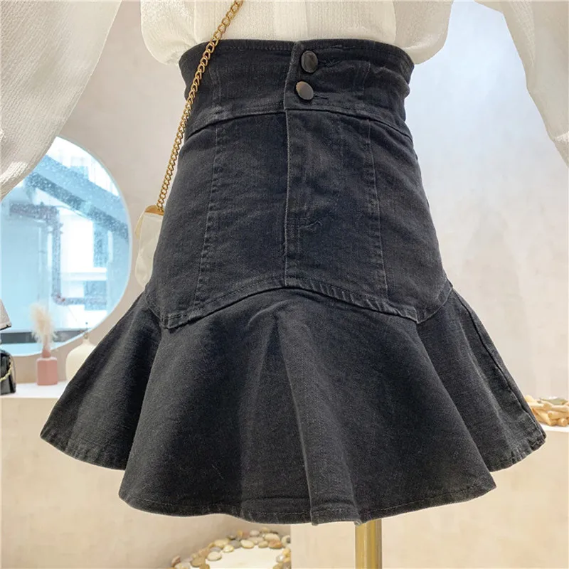 

Новая женская одежда нишевого дизайна осень-зима 2021 Универсальная Ретро юбка рыбий хвост с высокой талией универсальная Облегающая джинсо...