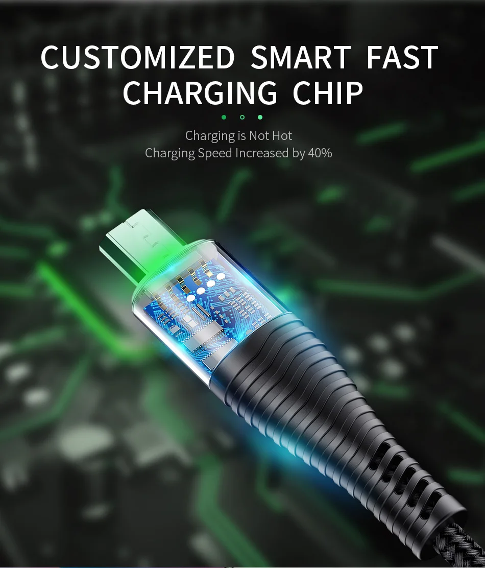 YKZ светодиодный Micro USB кабель 3A Быстрая зарядка и синхронизация данных шнур для samsung huawei Xiaomi Andriod USB Microusb Кабели для мобильных телефонов