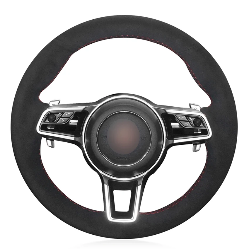 Черная замша DIY ручной работы чехол рулевого колеса автомобиля для Porsche Macan Panamera