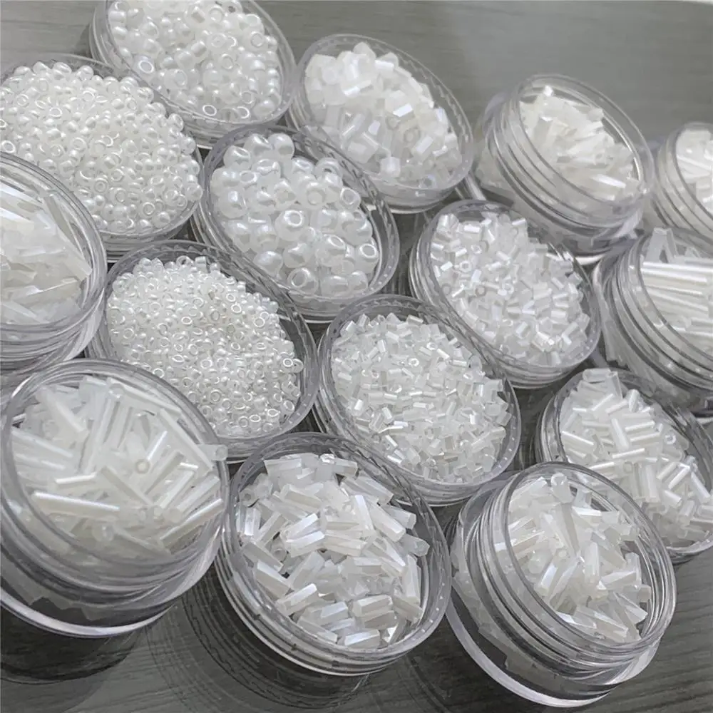 Спиральные бусины трубки круглые белого цвета стеклянные для рукоделия одежда