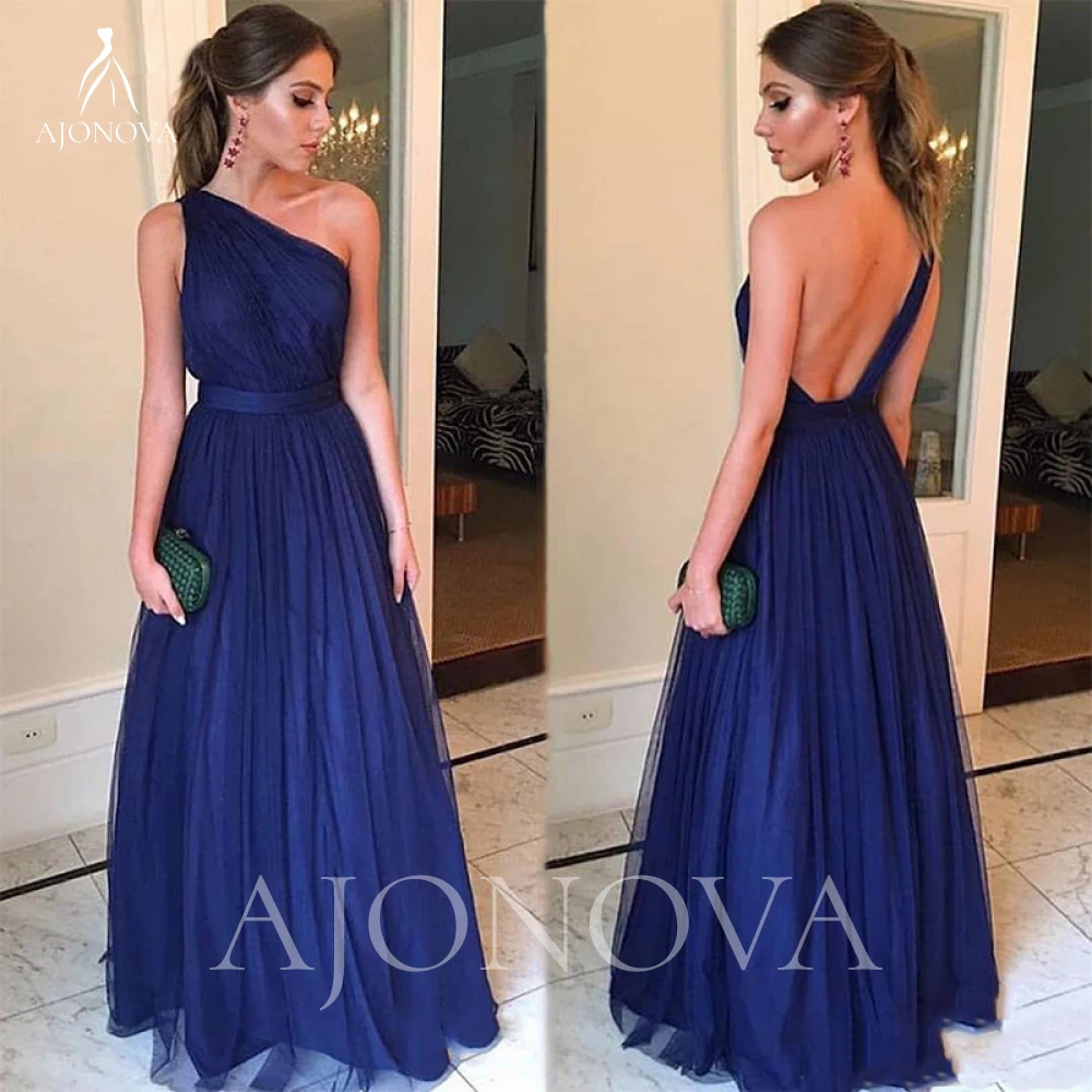

Blue Chiffon Elegant Gowns One Shoulder Dress Bridesmaid Dresses for Bridesmaids A-line Wedding Party Dress Woman Women 2021