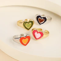 women new sweet double layer nectarine heart ring temperament tail couple wedding rings fashion jewelry party gift 2021