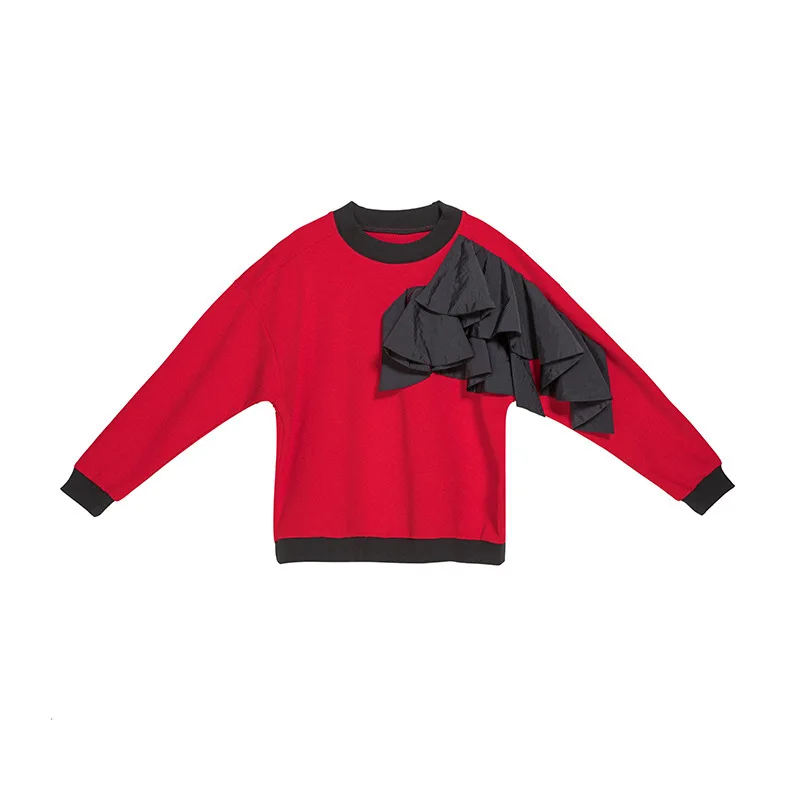 Женская футболка лоскутного покроя LANMREM уличная одежда свободного размера плюс с