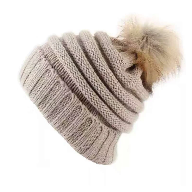 

Winter Pom poms Hat Beanie For Women Warm Knitted Girls Cute Outdoor Fashion Cap Female Skullcap Bonnet Adult Cover Head Cap