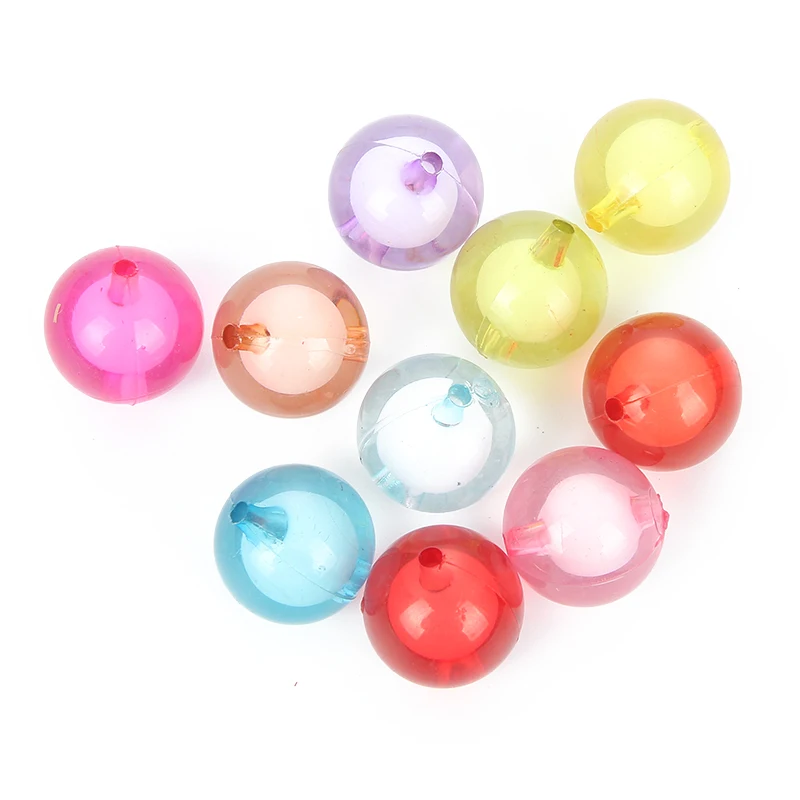 10-100Pcs Round Ball Clear Acrylic Double Bead For Jewelry Marking Diy Loose Spacer Bracelet Charm Finding | Украшения и