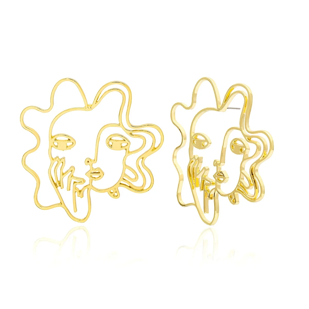 

Punk Style Earrings for Women Piercing Hollow Vintage Abstract Face Exaggerated Funny Creative Simple Statement Earrings Arete