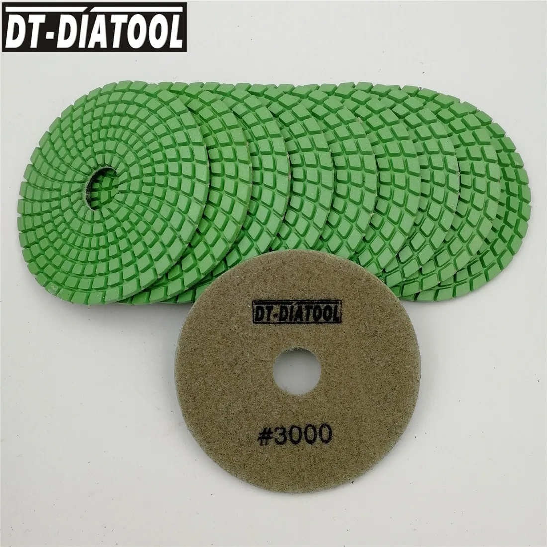 

DT-DIATOOL 10pcs Dia 100mm/4" Grit #3000 Diamond Flexible Wet Polish Polishing Pads For Granite Marble Stone Sanding Disc
