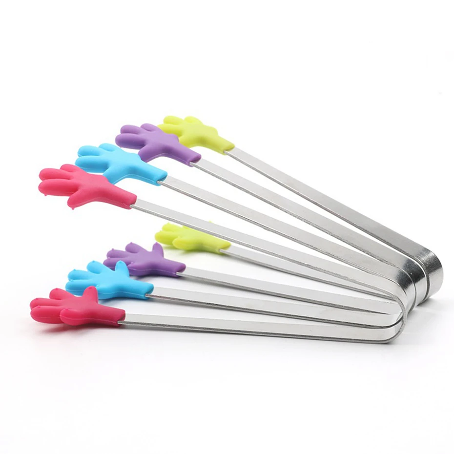 Красочные силиконовые Палм клип пищевой нескользящей нержавеющей стали мини