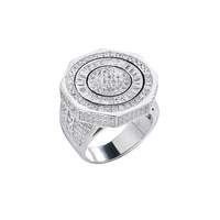 otiy s925 white gold t square cz iced out ring mens ring