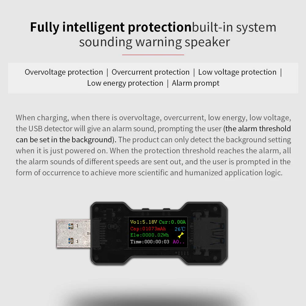 Многофункциональный FNB18 USB цветной экран Тестер DC Цифровой вольтметр Амперметр