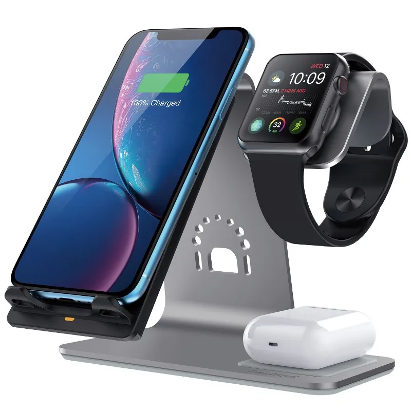 

Bestand 3 in 1 Aluminum Stand for Apple iPhone X/8/XS/XR Charging Station for Airpods watch Qi Fast airpod Wireless Charger