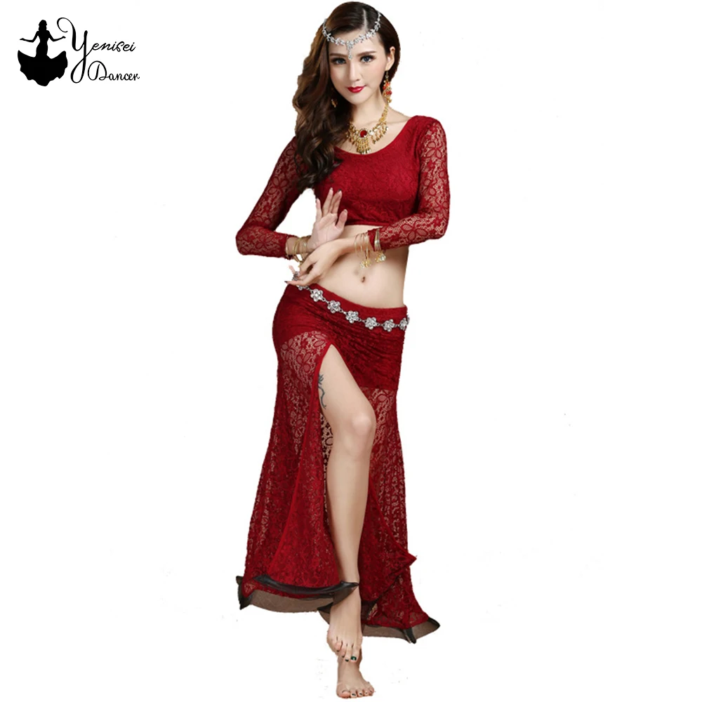 3 цвета новинка высокое качество кружевная одежда с длинным рукавом для танца