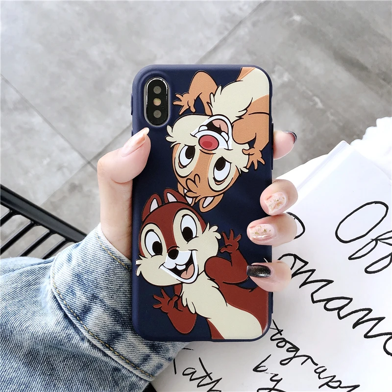 Милый чехол для телефона с белкой для iphone 7, чехол с мультяшным рисунком чип и Дейл, чехол для iphone 6, 6 S, 8 Plus, X, XS, XR, мягкая задняя крышка из ТПУ, новинка