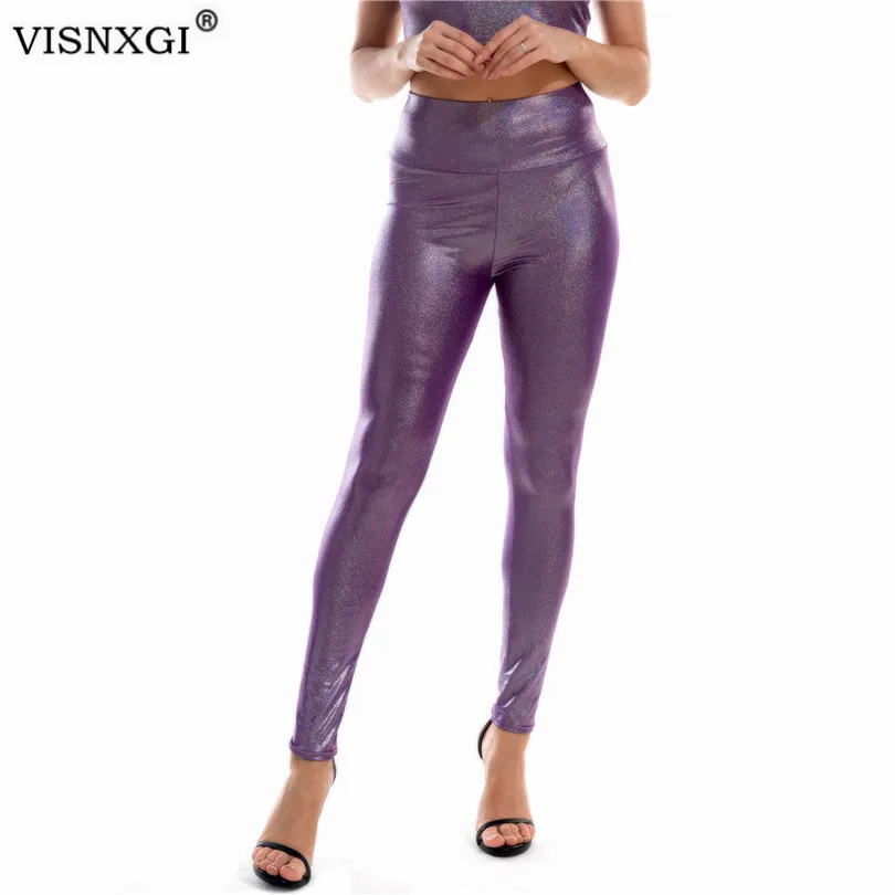 

Женские блестящие леггинсы VISNXGI, высокоэластичные, для тренировок, облегающие, Женские легинсы для занятий фитнесом