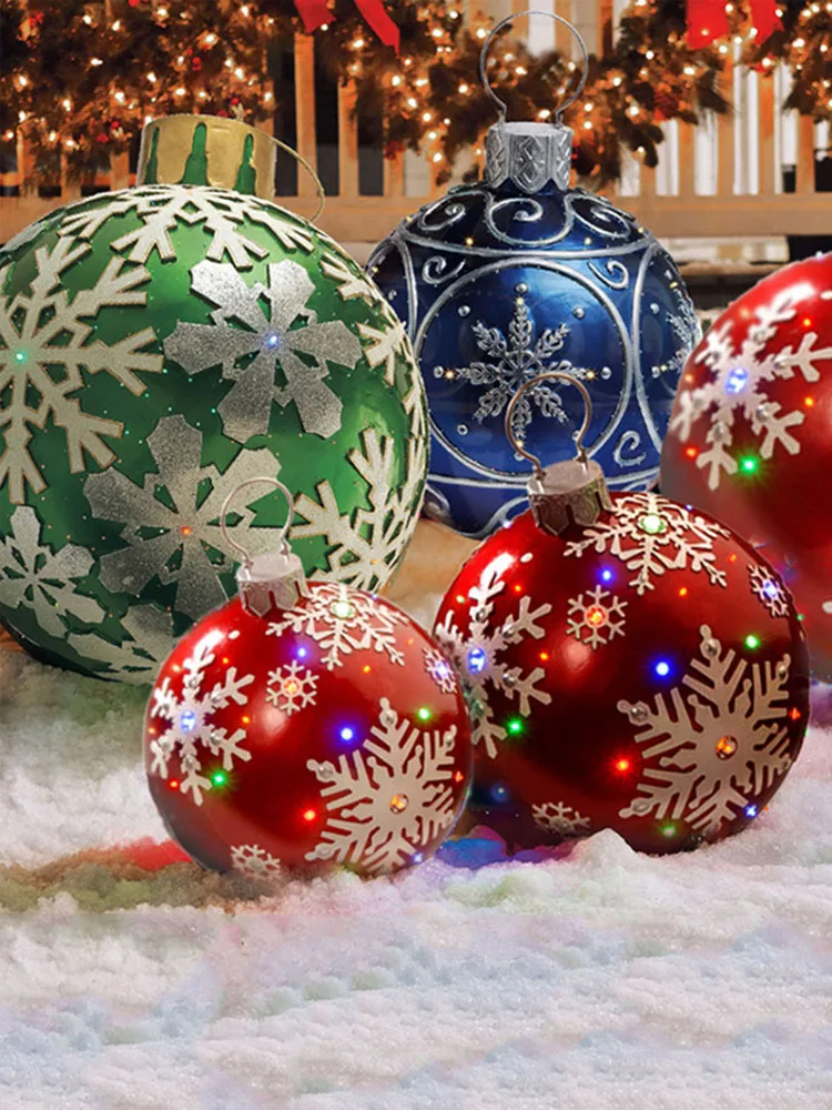 

60cm Christmas Inflatables Decorative Ball New Year Party Gift Xmas Decor PVC Toys for Outdoor Christmas Decorations for Home