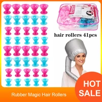 hair rollers 41pcs soft rubber magic hair care rollers silicone hair curler twist hair no heat hair curling styling diy tools