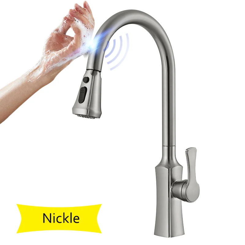 brushed nickle Senlesen Sense кухонный кран выдвижной носик смеситель для раковины с струей распылителя хром/Матовый никель/черный - Цвет: brushed nickle