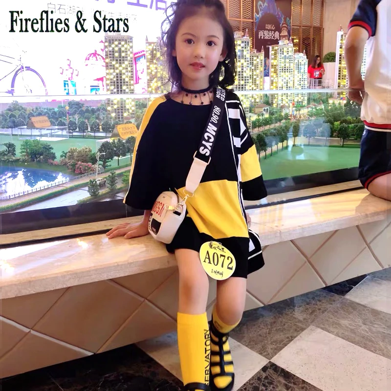 Летнее платье-футболка для девочек детское платье Детская уличная одежда