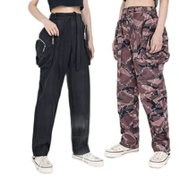 new arrival camouflage zipper pockets straight men cargo baggy pants casual women sweatpants outdoor sport trousers pantalones