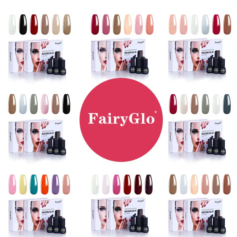 

FairyGlo 6 шт набор гель-лаков для ногтей замочить от УФ-светодиодный блестящие 7 мл Гель-лак для ногтей гибрид Лаки грунтовка Красота салонного ...