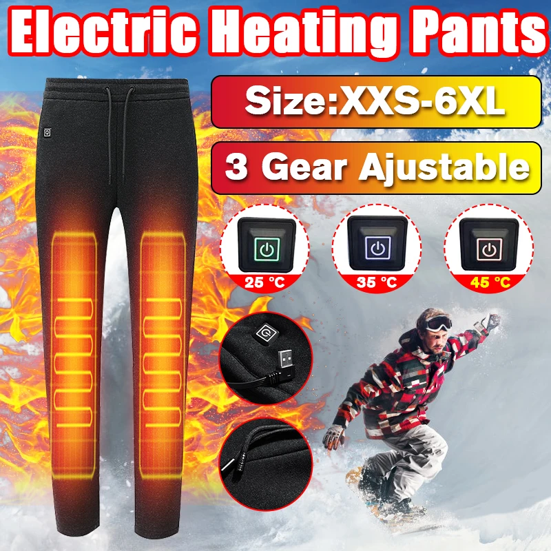 

Electric Heated Warm Pants Men Women USB Heating Base Layer Elastic Trousers Insulated HeatedUnderwear for Camping Hiking