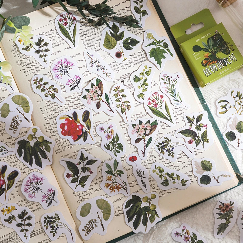 

46Pcs Scrapbooking Stickers Cute Plant Deco Sticker Journaling Stationery Supplies Diy Diary Journal Decoration Paper