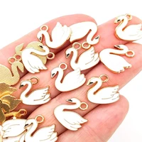 30 bulk adorable white swan charms enamel swan pendant for bracelet keychain jewelry making flatback gold plated swan charms ui3