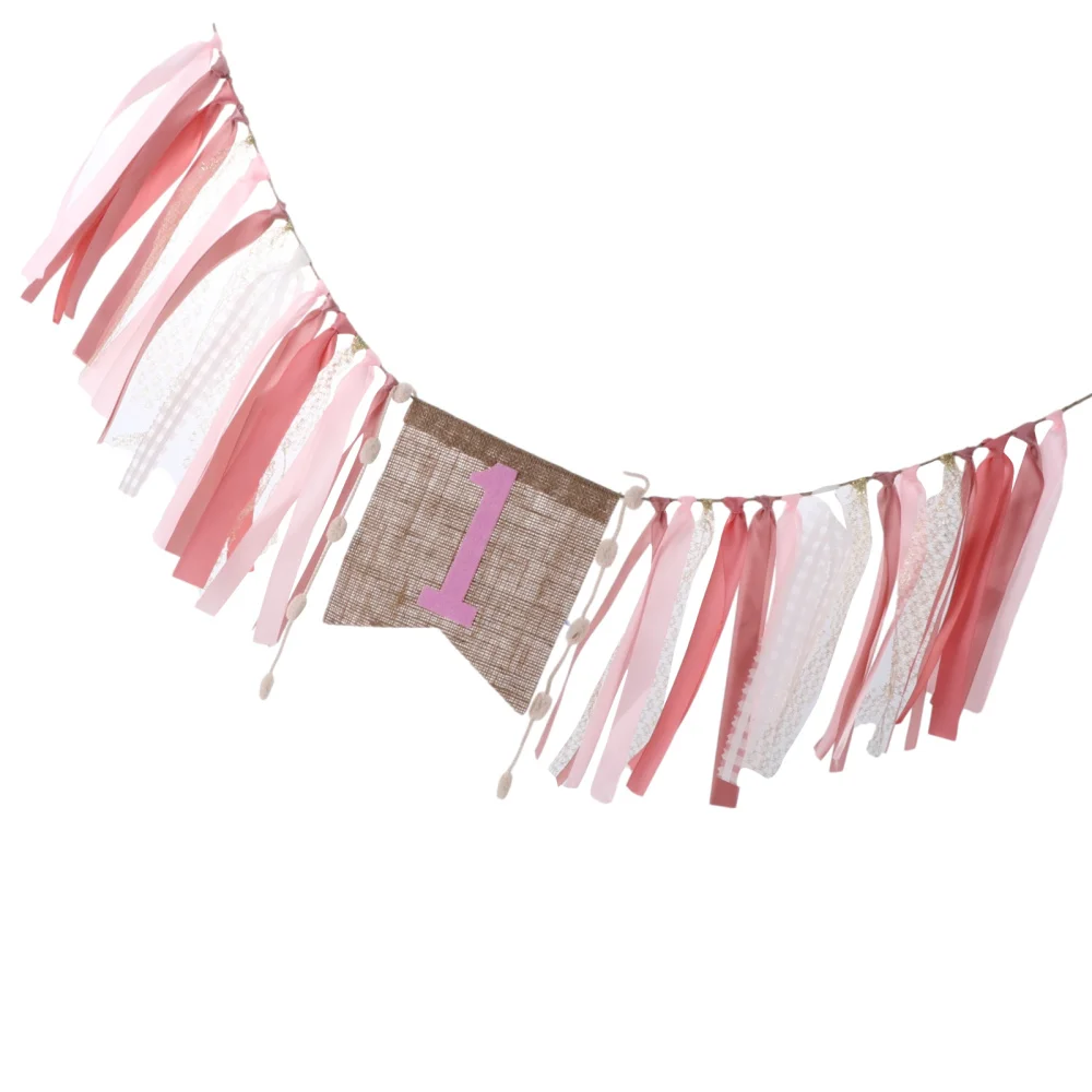 

1pc Creative Birthday Party Banner Linen Cloth One Year Birthday Party Banner