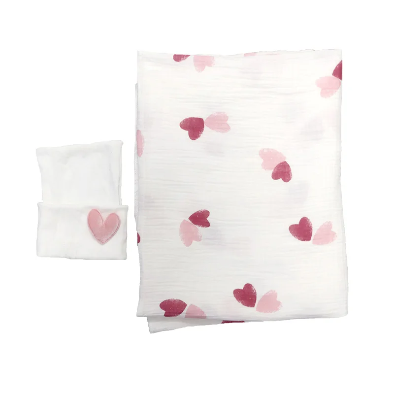 Одеяло из муслина для новорожденных фотосессии пеленки шапочка набор девочек