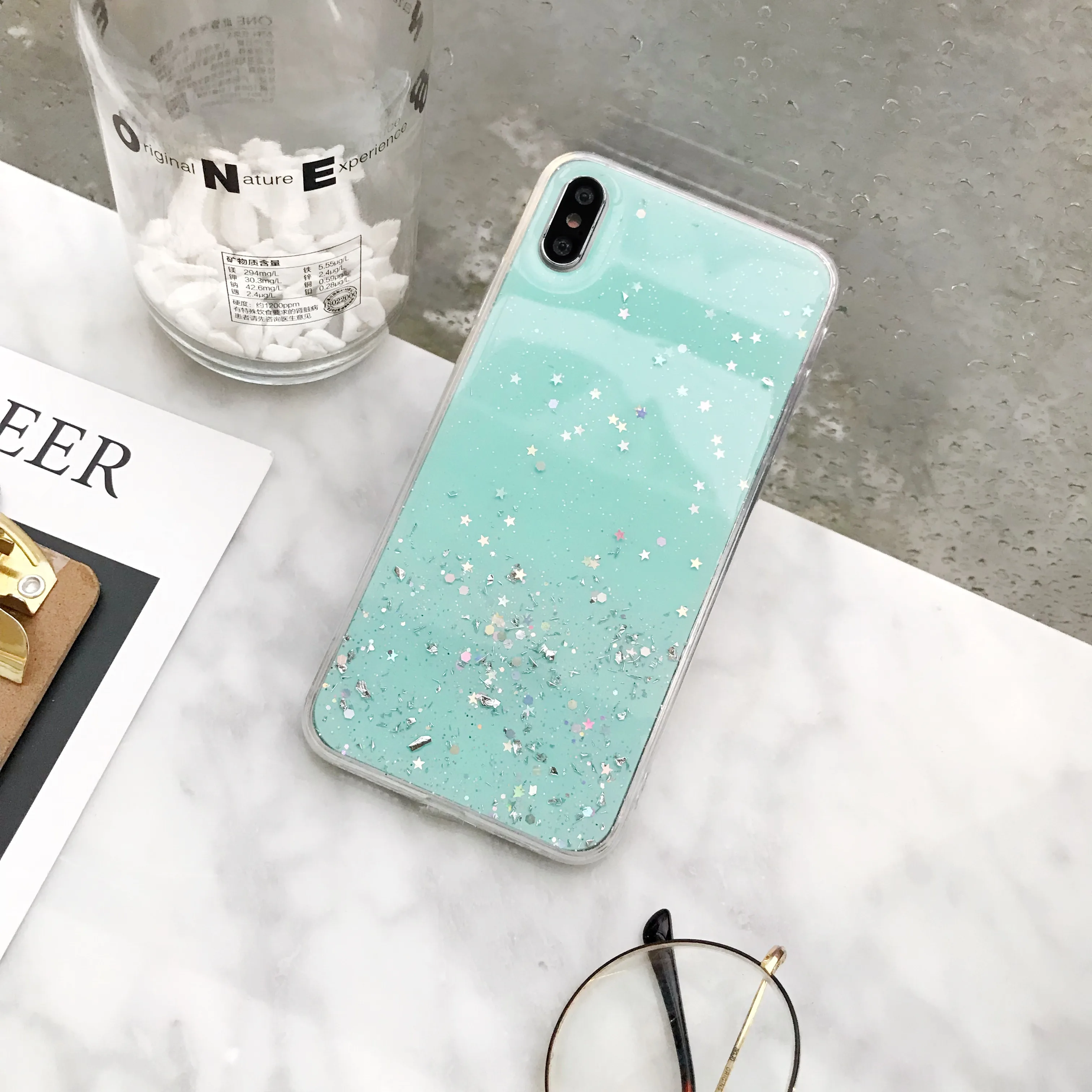 PEIPENG блестящая Звезда силиконовый чехол для iphone X XR XS MAX Блестящий Прозрачный 6 6S 7 8
