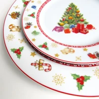 colorful decorative christmas tree ceramic plate set design salad fruit dessert snack party tableware dishes