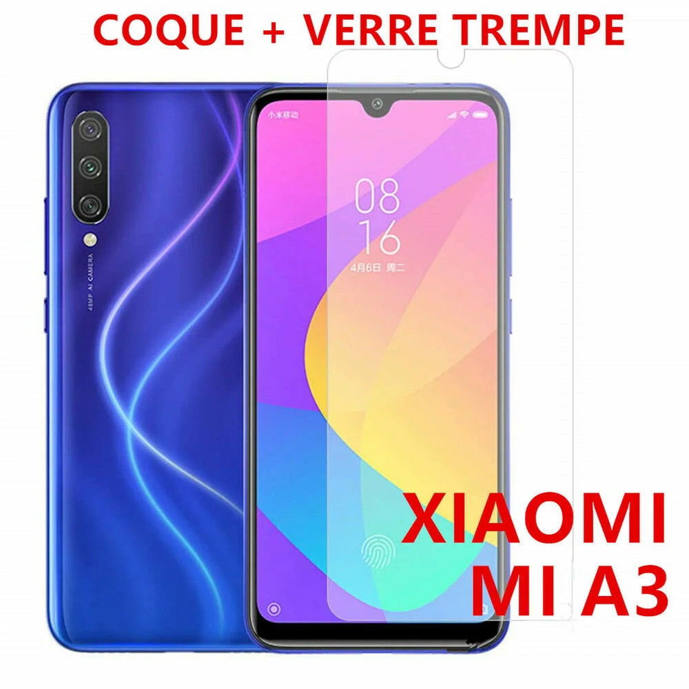 

Pour For Xiaomi Mi A3 Coque Housse Antichocs Transparente + Protection Verre tremp