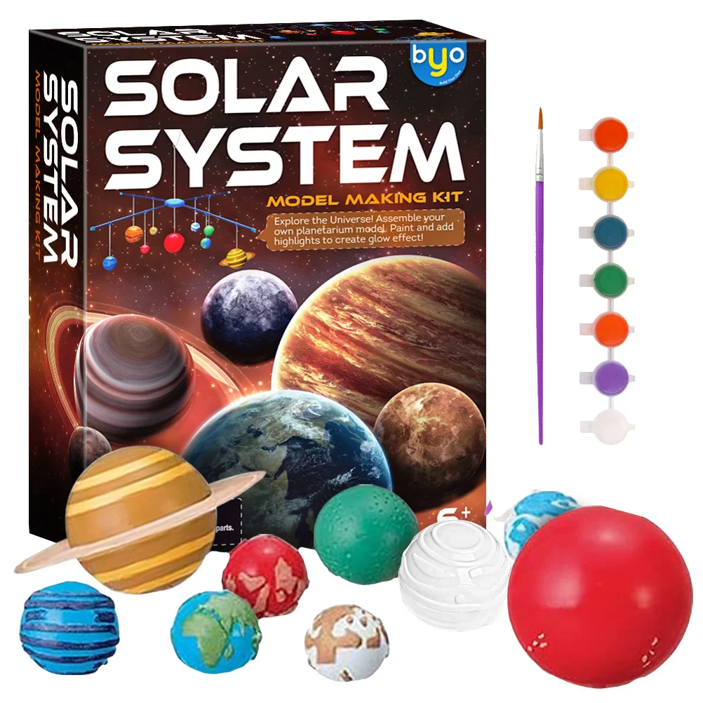 

1Set Hand-painted Color Painting Planets Funny Solar System 3D Model
