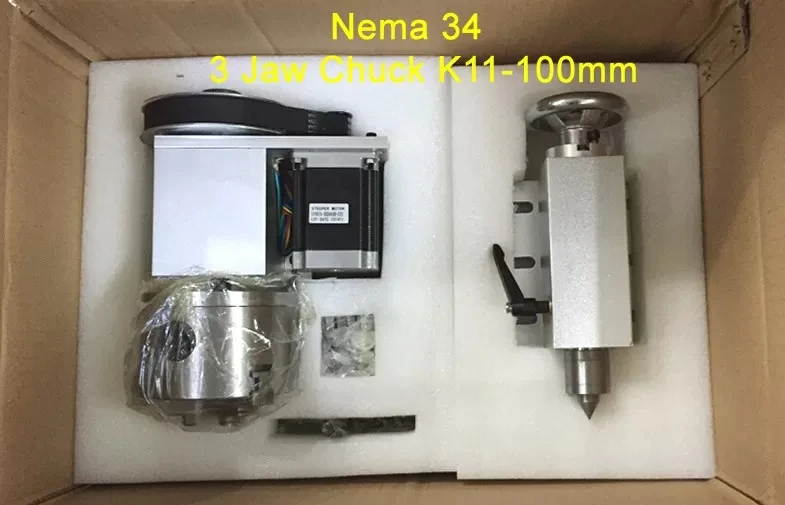 Nema 34 шаговый двигатель (4:1)(K11-100mm) патрон 100 мм CNC 4-я ось (aixs роторная ось) + задний