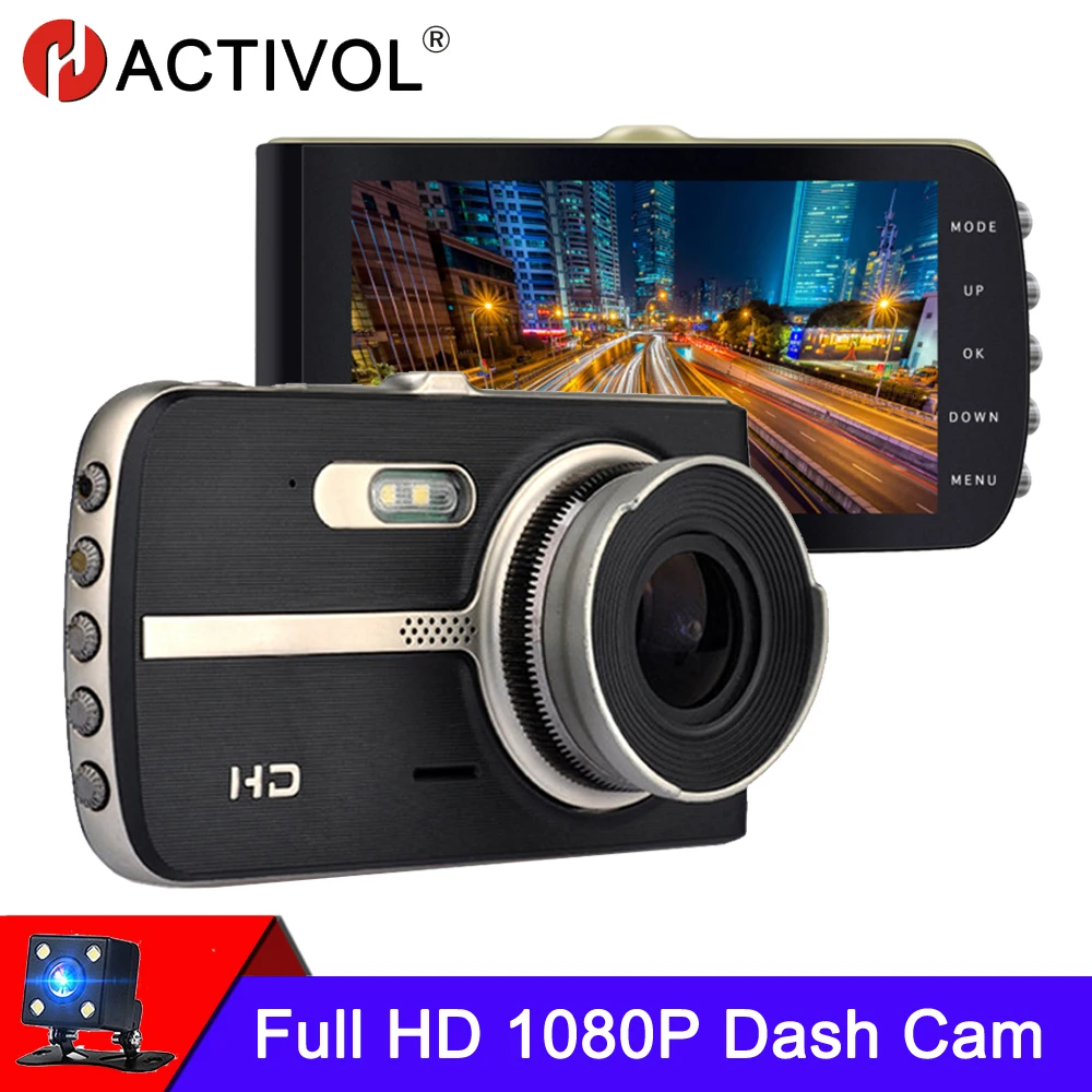 4 дюймовый видеорегистратор FHD 1080P с двумя объективами светодиодный подсветкой и