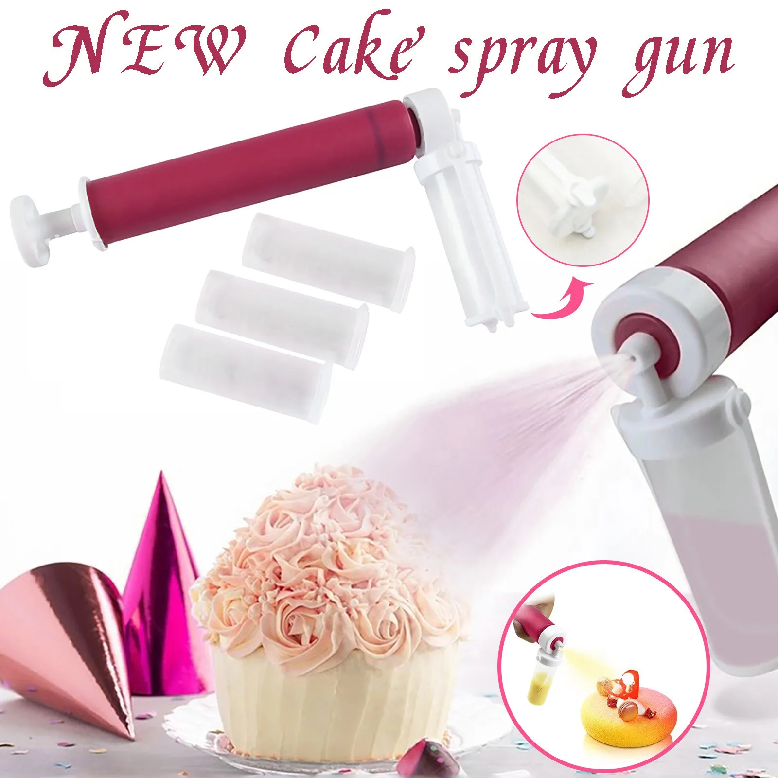 Pastry and Bakery Accessories Manual Spray Guns Cake Coloring Duster Baking Cake Spray Tube Baking Tool Pastry Bag Pastry