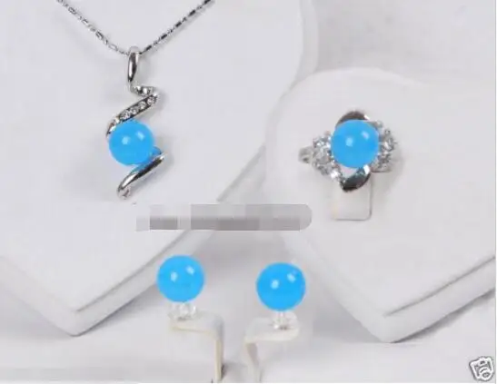 Бесплатная доставка&gt Топ Набор 10 мм синий нефрит Круглый бисер кулон ожерелье etud