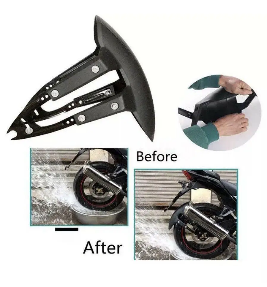 

Universal Motorcycle Rear Wheel Cover Mudguard Splash Guard Mudguard+Bracket Black