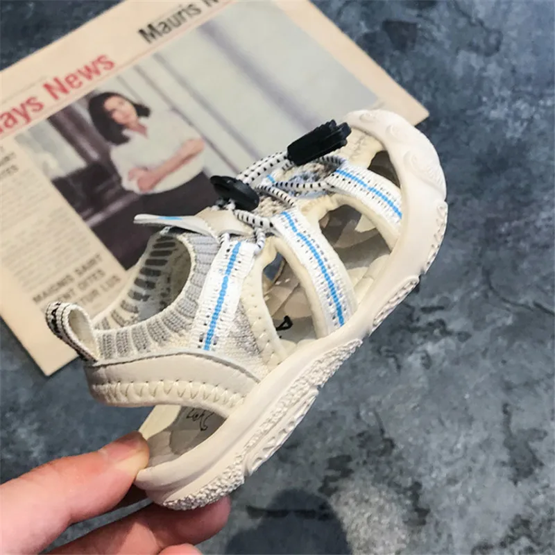 

AOGT 2020 Baby Summer Shoes Boy Toddler Sandals Knitted Breathable Round Head Anti-slip Soft Infant Beach Sandals