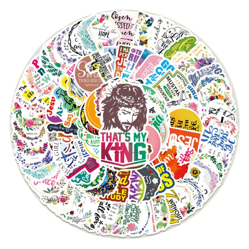 Pegatinas para guitarra, juguete decorativo de grafiti con frases de fe b&iacute;blicas, a prueba de agua, nuevo Color, 10/30/50, venta al por mayor-0